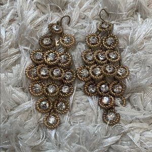 Gold dangling crystal earrings